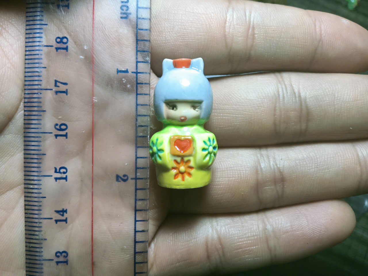 French Fève Miniature Porcelain Kokeshi Doll Figurine – Individual Collectible Oriental Lucky Charm King Cake Token
