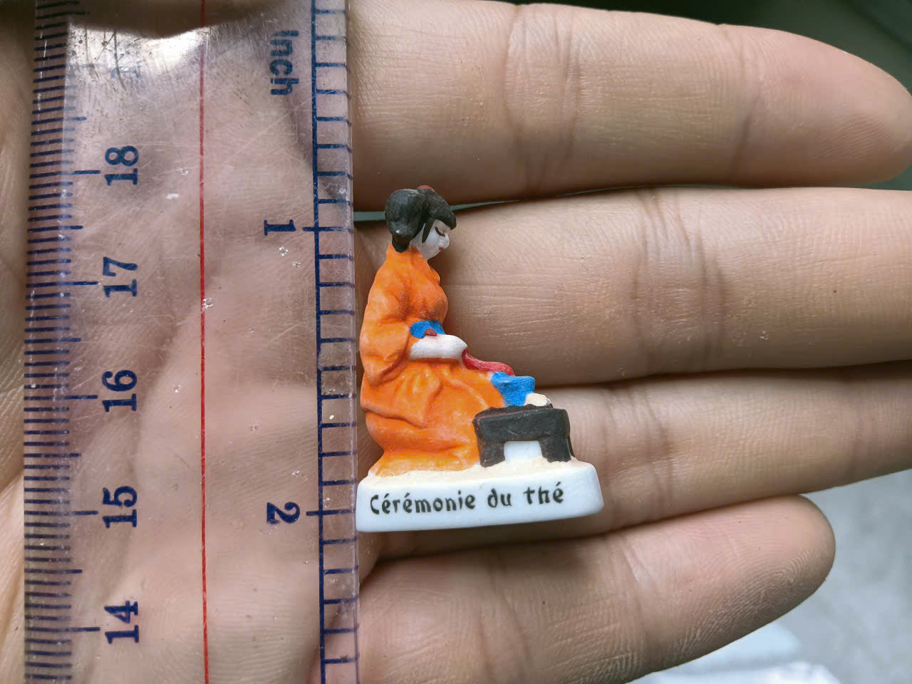 French Fève Miniature Porcelain Asian Traditions Figurine – Individual Collectible Tea Ceremony King Cake Charm