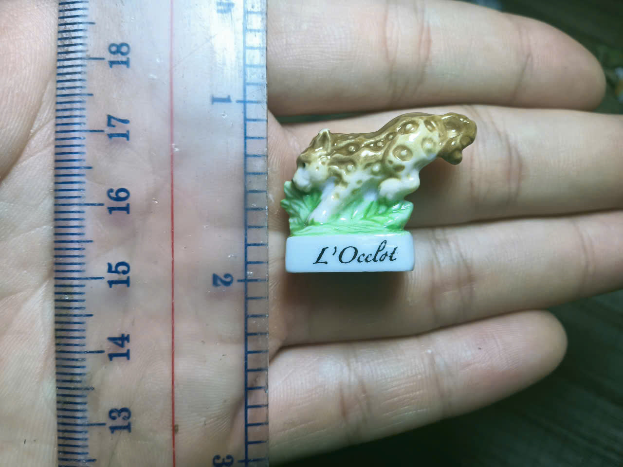 French Fève Miniature Porcelain Animal Figurine – Individual Collectible Elephant, Ocelot & Prehistoric King Cake Charm