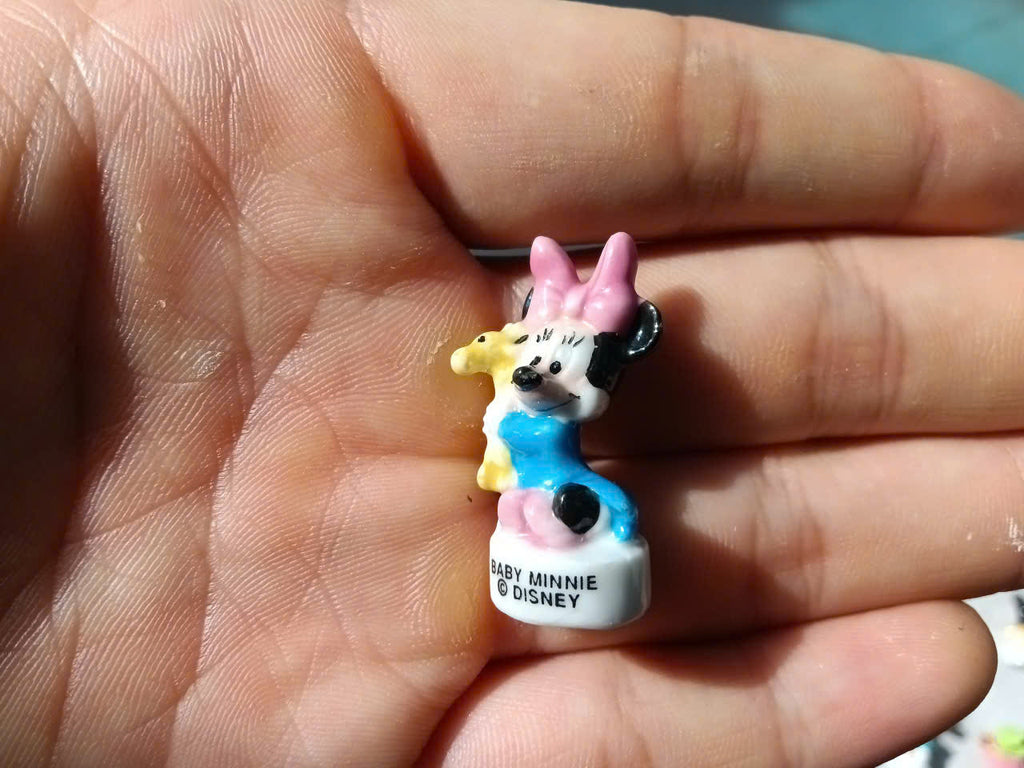 Disney Mickey & Minnie Mouse Vintage Porcelain Feves - Collectible Ceramic Figurines (Choose Your Character)