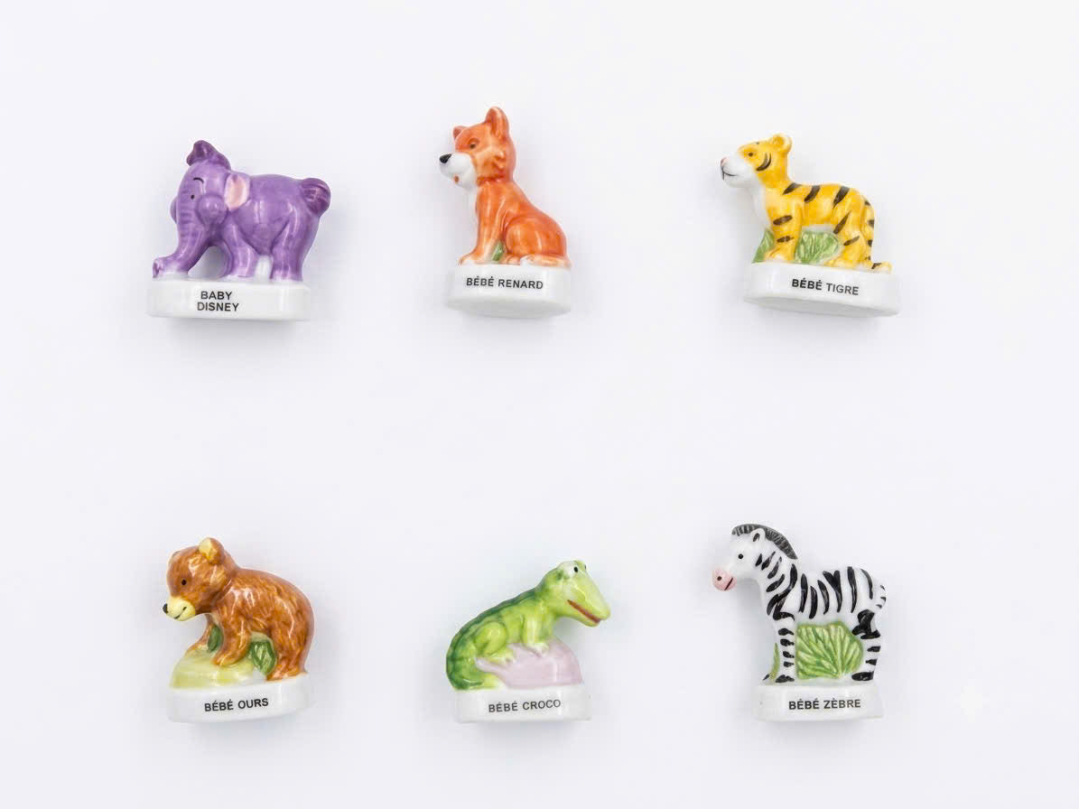 French Porcelain Fèves Vintage Baby Animal Figurines – Miniature Ceramic Zoo & Disney Heffalump Epiphany Cake Charms