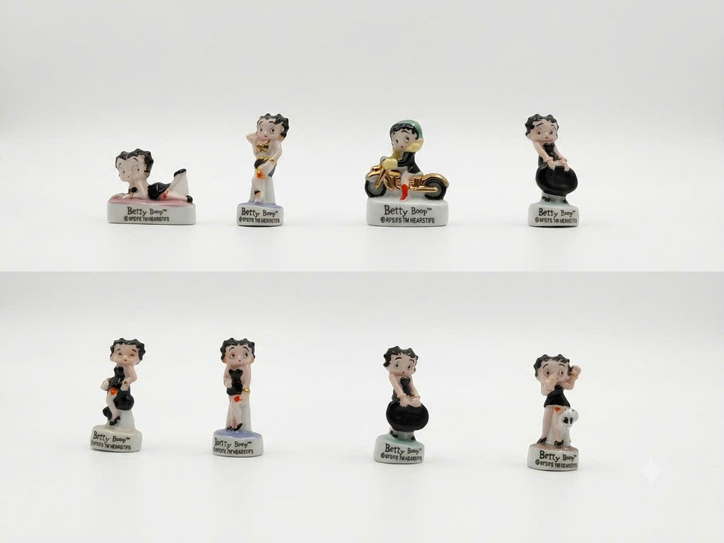 French Porcelain Fèves Vintage Betty Boop Figurines – Miniature Ceramic Glamour Retro Cartoon Charms