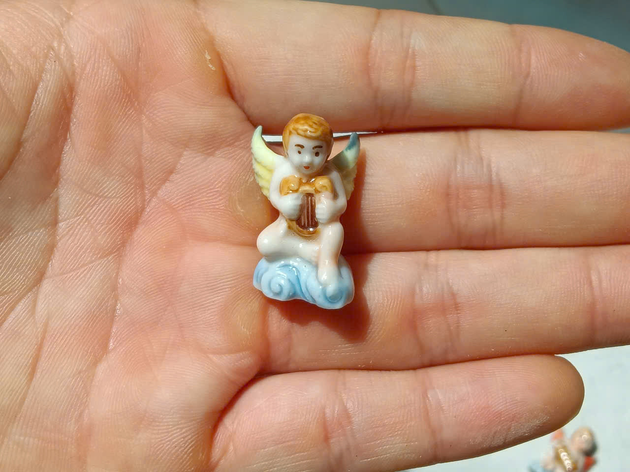French Porcelain Fèves Vintage Musical Angels Figurines – Miniature Ceramic Cherubs Instruments Charms