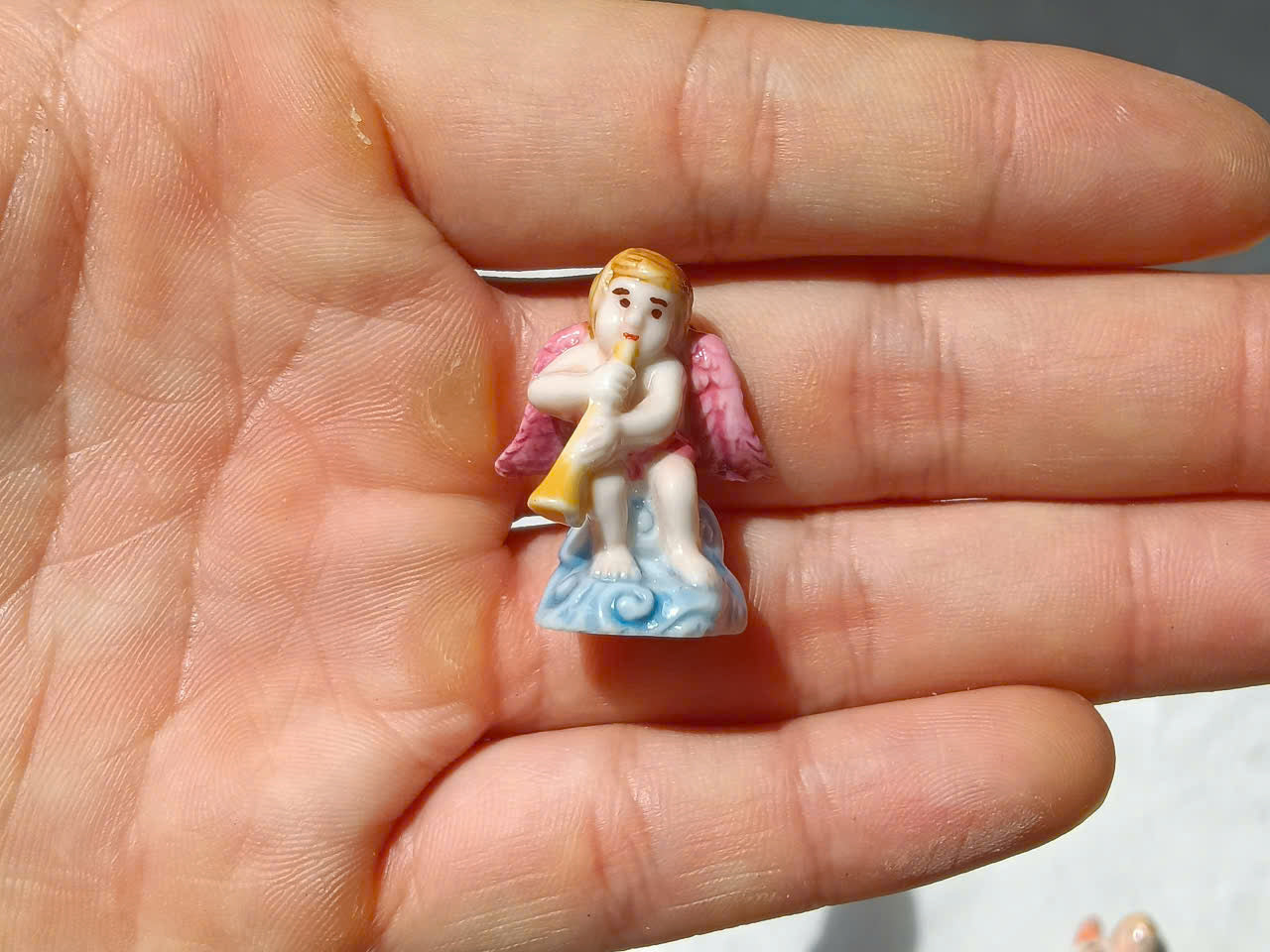 French Porcelain Fèves Vintage Musical Angels Figurines – Miniature Ceramic Cherubs Instruments Charms