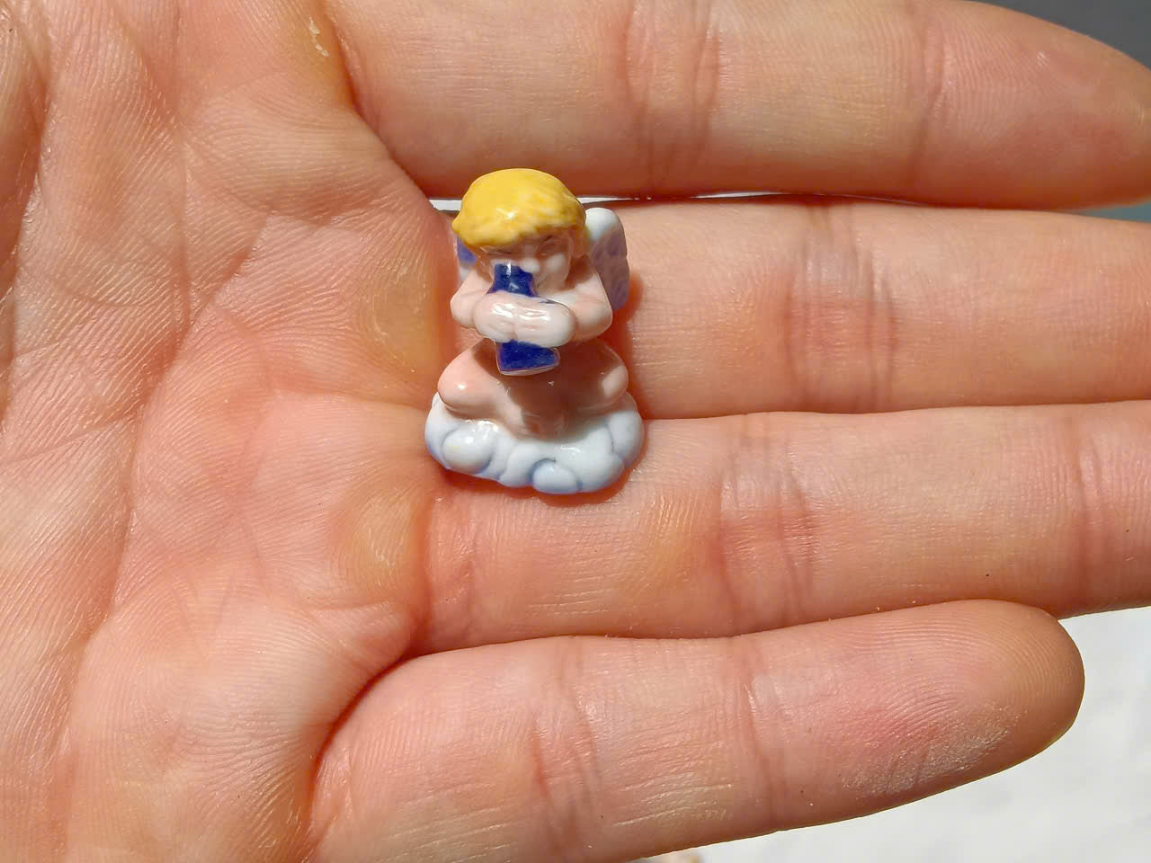 French Porcelain Fèves Vintage Musical Angels Figurines – Miniature Ceramic Cherubs Instruments Charms