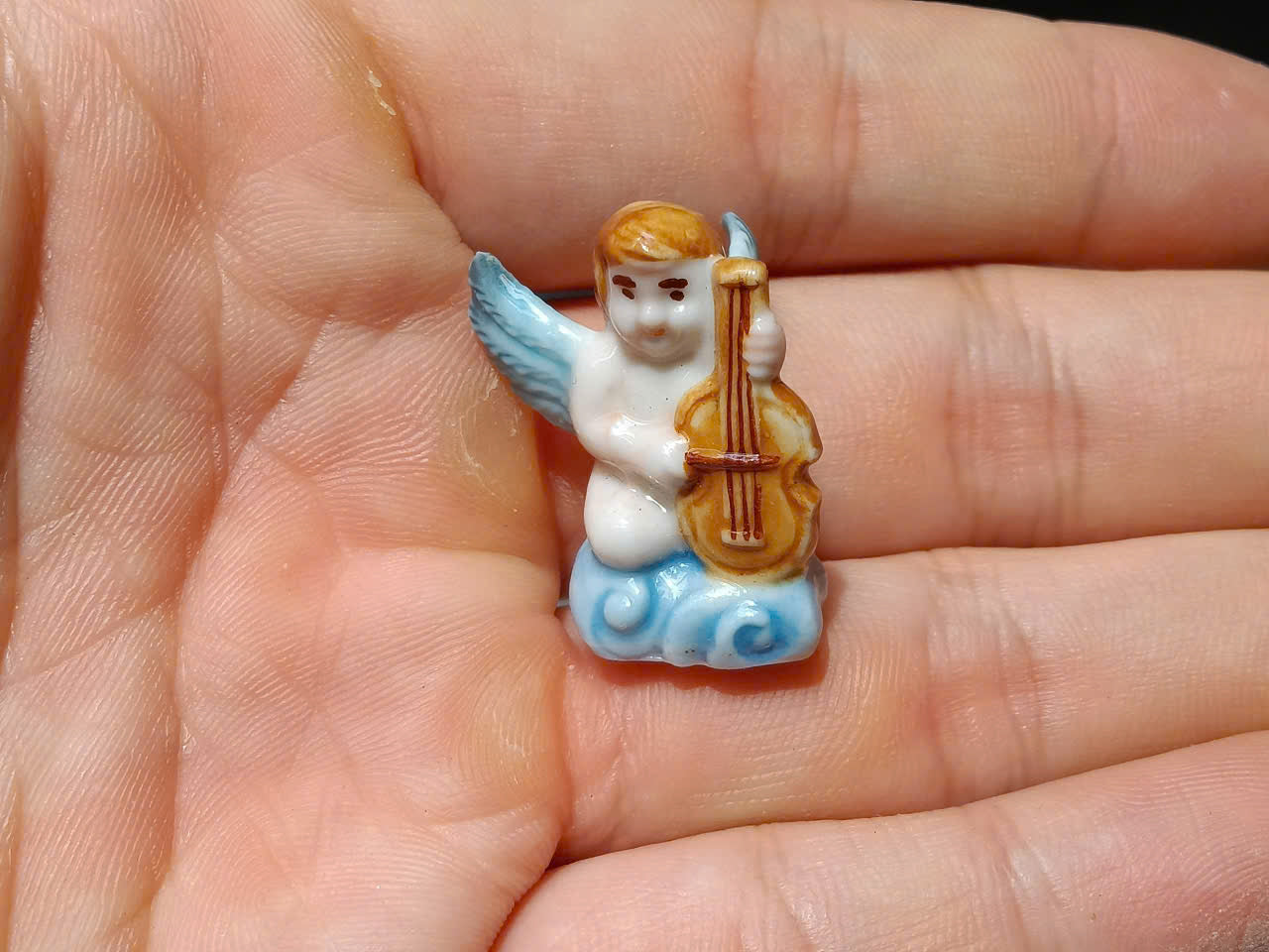 French Porcelain Fèves Vintage Musical Angels Figurines – Miniature Ceramic Cherubs Instruments Charms