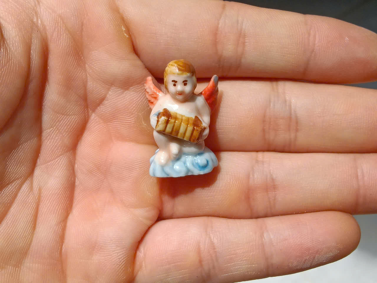 French Porcelain Fèves Vintage Musical Angels Figurines – Miniature Ceramic Cherubs Instruments Charms