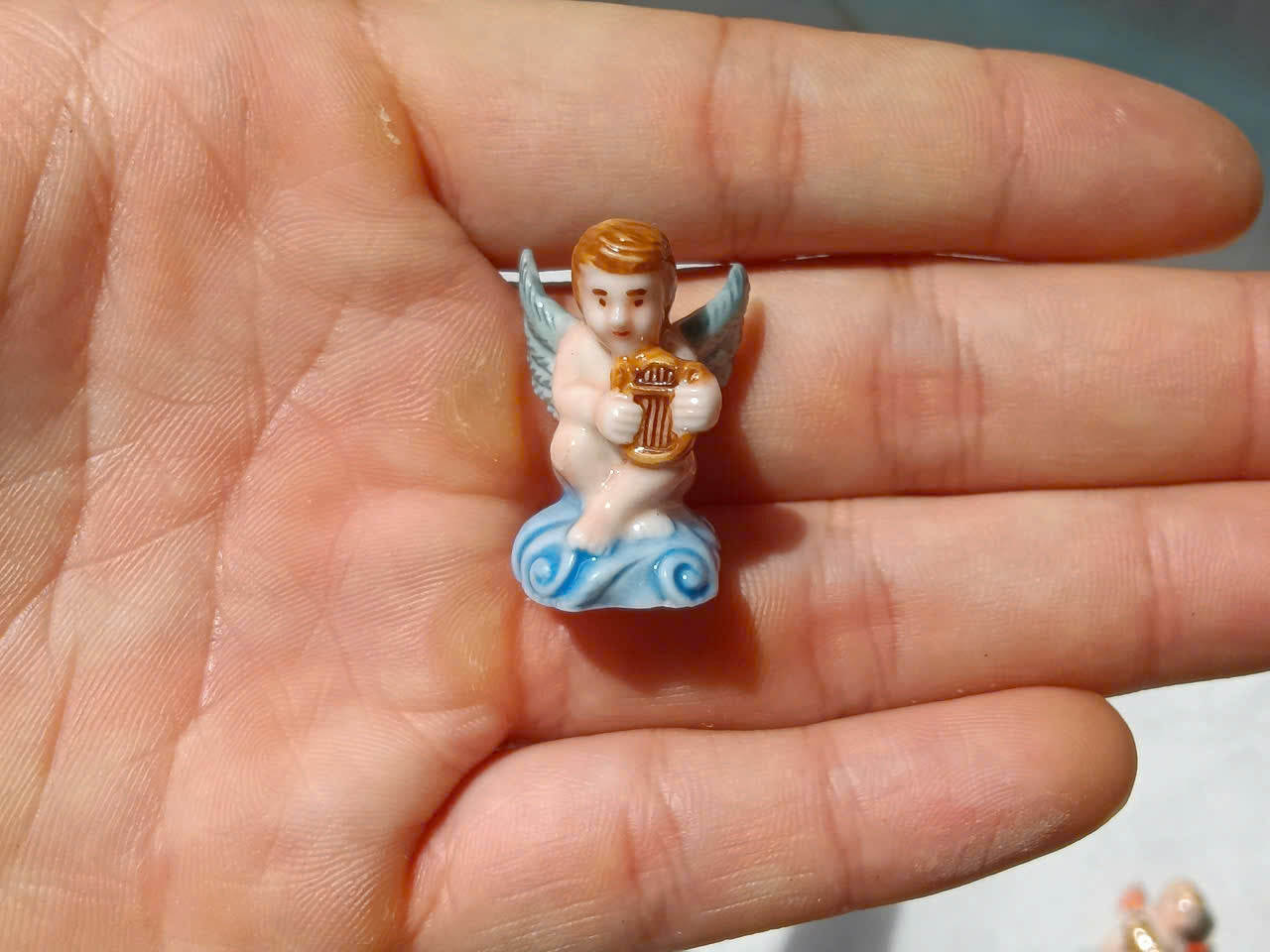 French Porcelain Fèves Vintage Musical Angels Figurines – Miniature Ceramic Cherubs Instruments Charms
