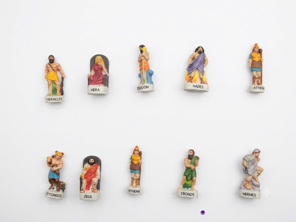 French Porcelain Fèves Vintage Greek Mythology Gods Figurines – Miniature Ceramic Zeus Poseidon Athena Hades Charms