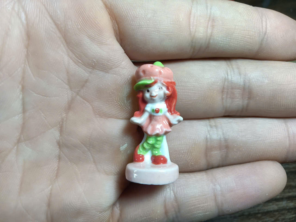 French Porcelain Fèves Vintage Strawberry Shortcake Figurines – Miniature Ceramic Charms Charlotte aux Fraises Custard Pupcake