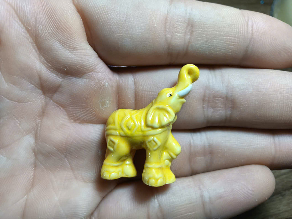 French Porcelain Fèves Vintage Colorful Elephants Figurines – Miniature Ceramic Animal Charms Lucky Elephant Decor Collection