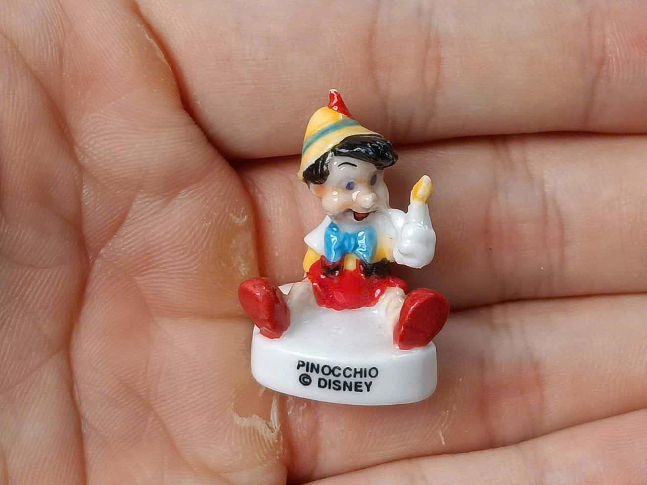 French Porcelain Fèves Vintage Pinocchio Figurines – Miniature Ceramic Disney Charms Geppetto Figaro Jiminy Cricket