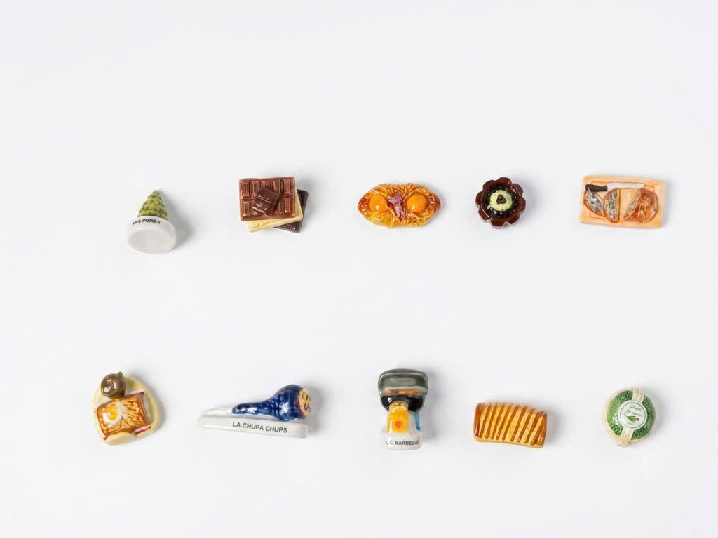 French Porcelain Fèves Vintage Miniature Food & Desserts – Ceramic Charms Pastry Chocolate Bread Chupa Chups