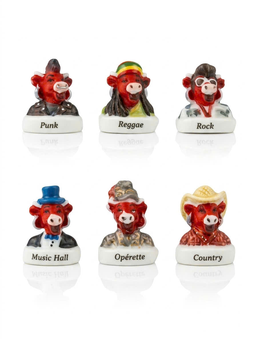 Vaches Musiciens Fève — Single Handcrafted Ceramic Miniature