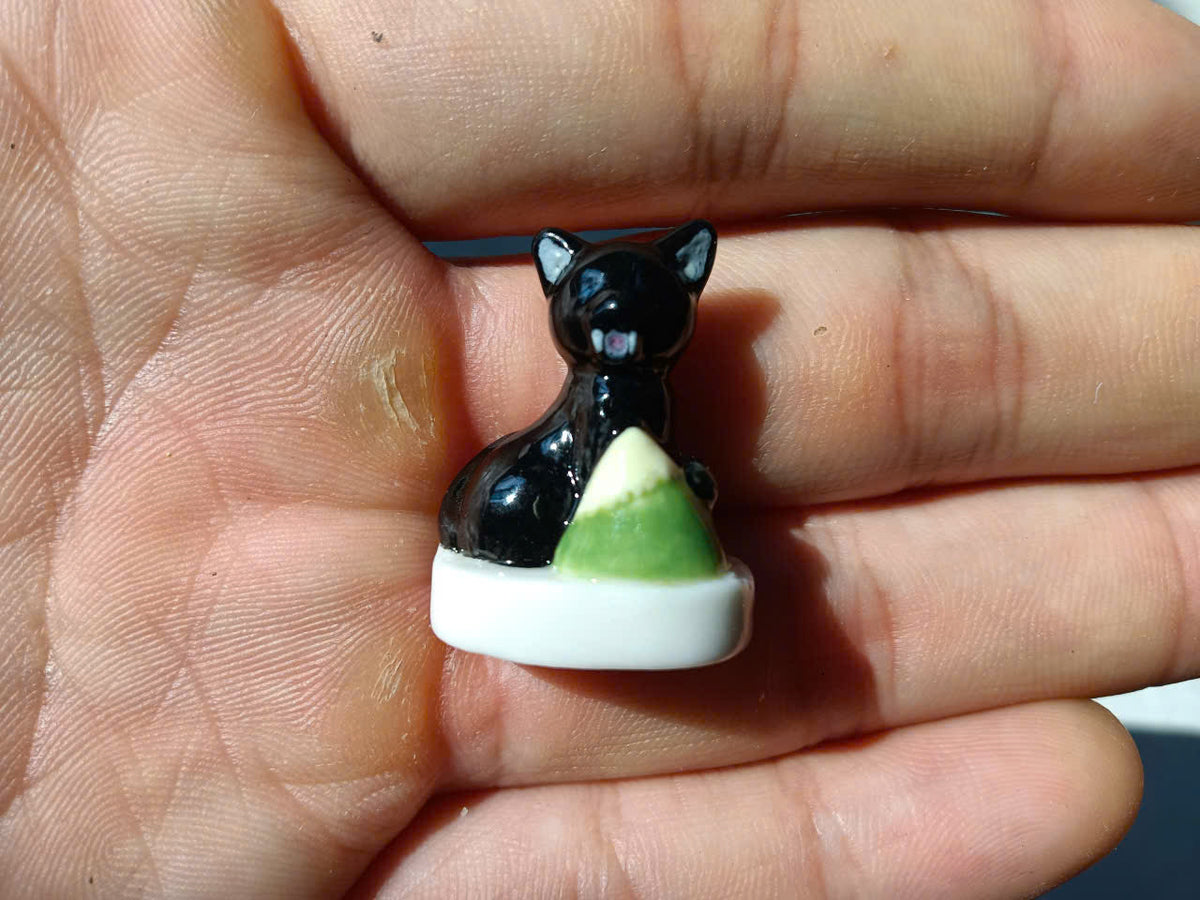 Black Cat Fève Porcelain Miniature