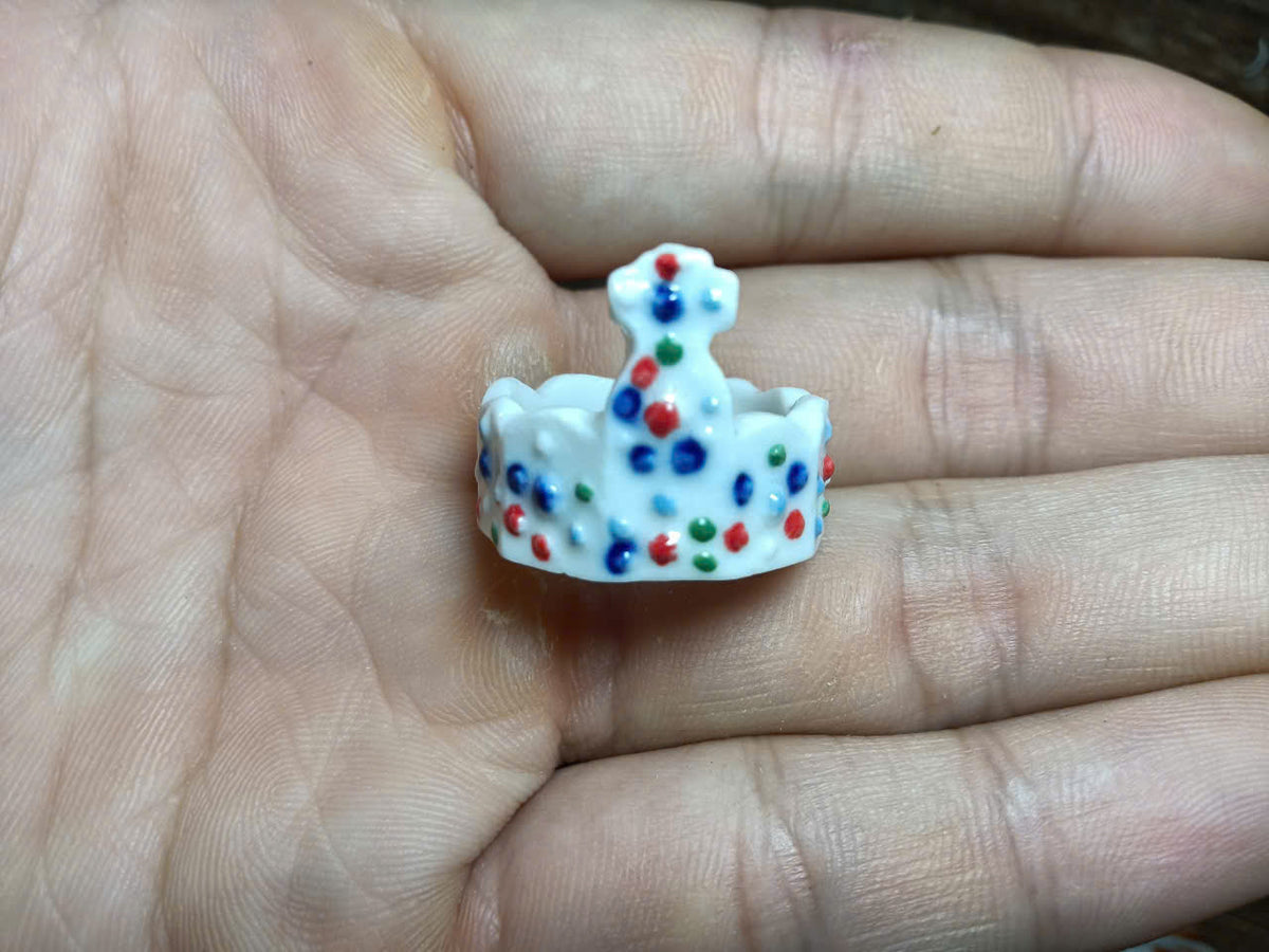 Handmade Crown Porcelain Fève | Miniature Collectible