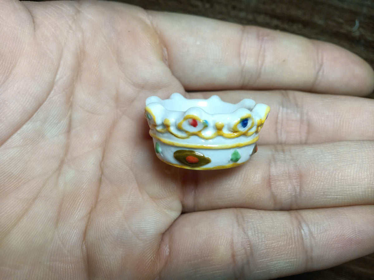 Handmade Crown Porcelain Fève | Miniature Collectible