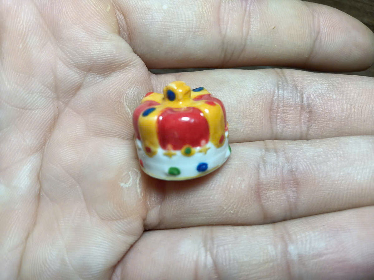 Handmade Crown Porcelain Fève | Miniature Collectible