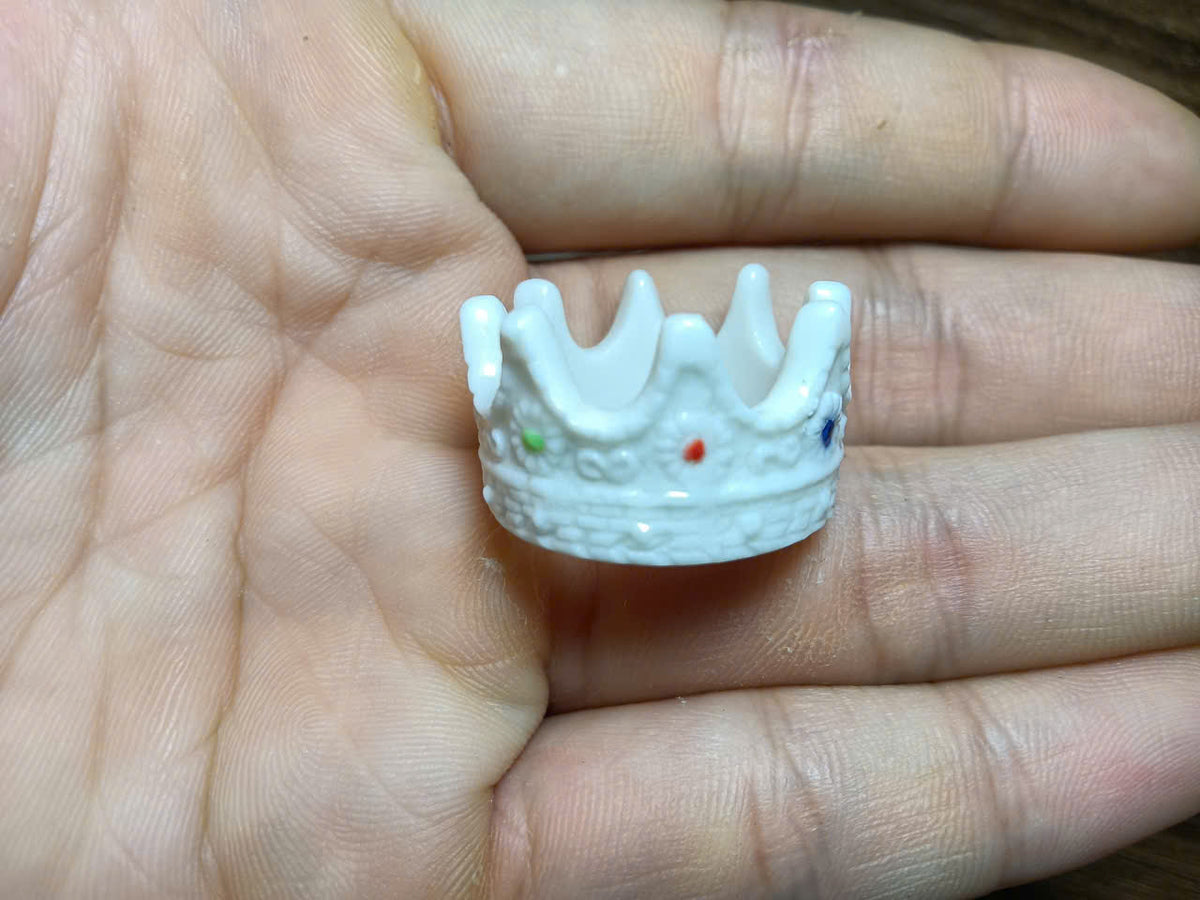 Handmade Crown Porcelain Fève | Miniature Collectible