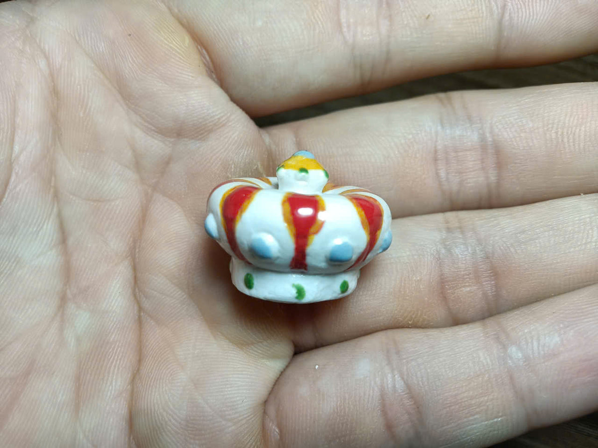 Handmade Crown Porcelain Fève | Miniature Collectible