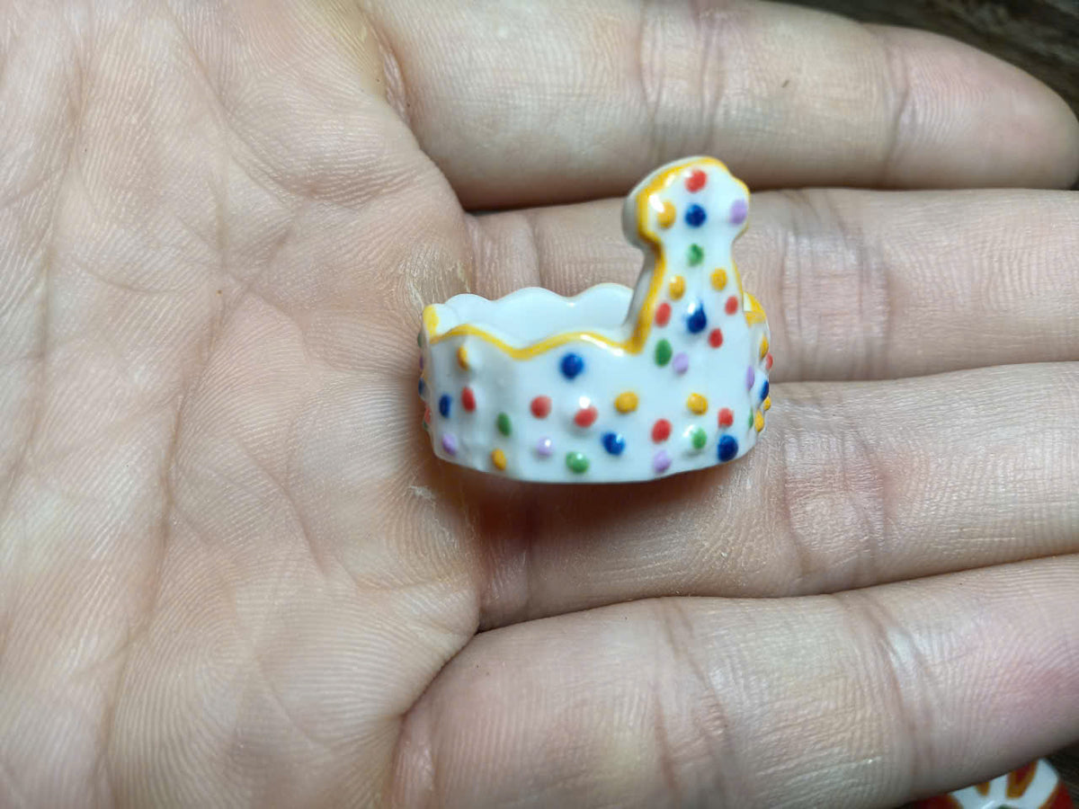 Handmade Crown Porcelain Fève | Miniature Collectible