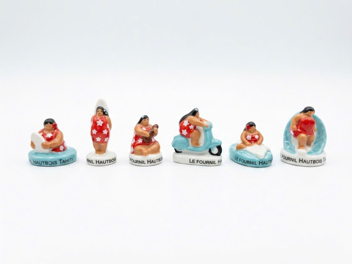Tahitian Lady Fève Set | Handmade Porcelain Miniature Figurines