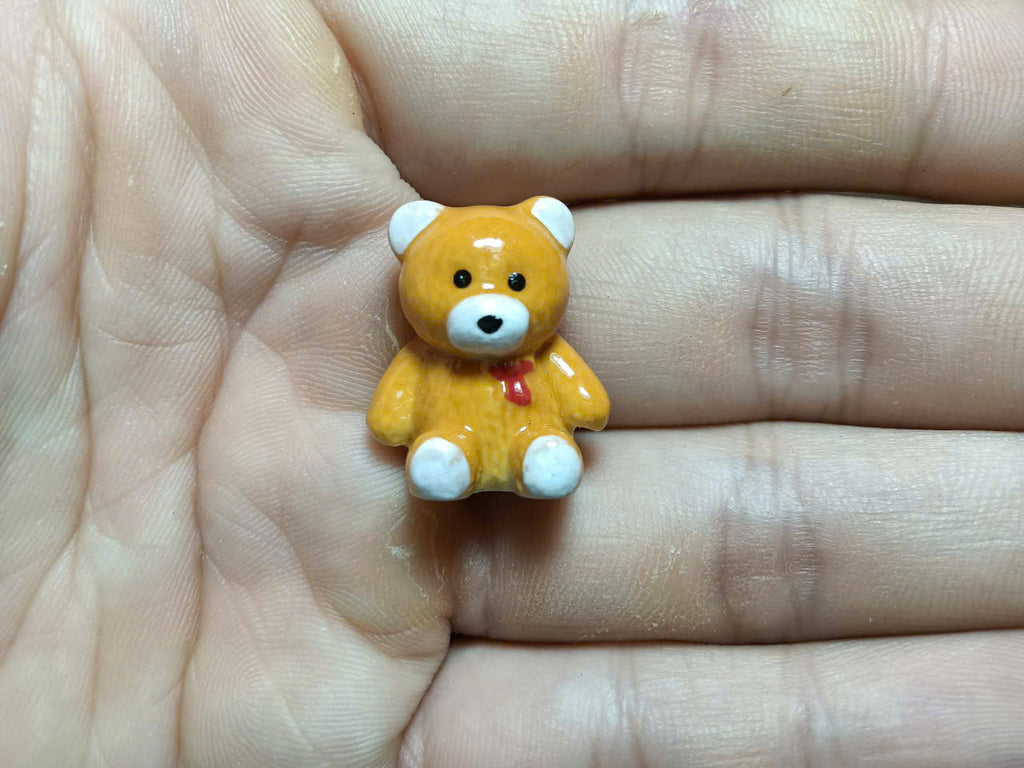 Teddy Bear Porcelain Fève | Handmade Miniature Collectible