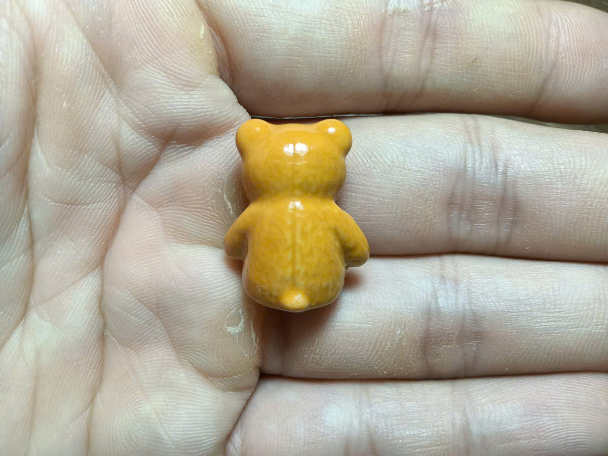 Teddy Bear Porcelain Fève | Handmade Miniature Collectible