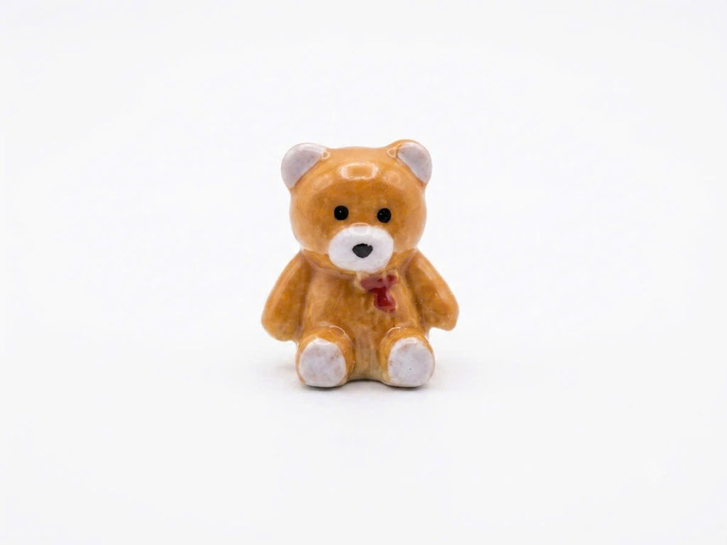 Teddy Bear Porcelain Fève | Handmade Miniature Collectible