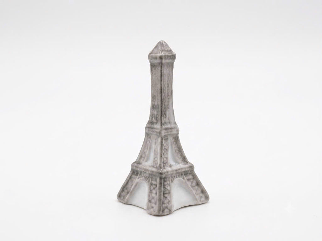 Eiffel Tower Porcelain Fève | Silver Grey Miniature Collectible