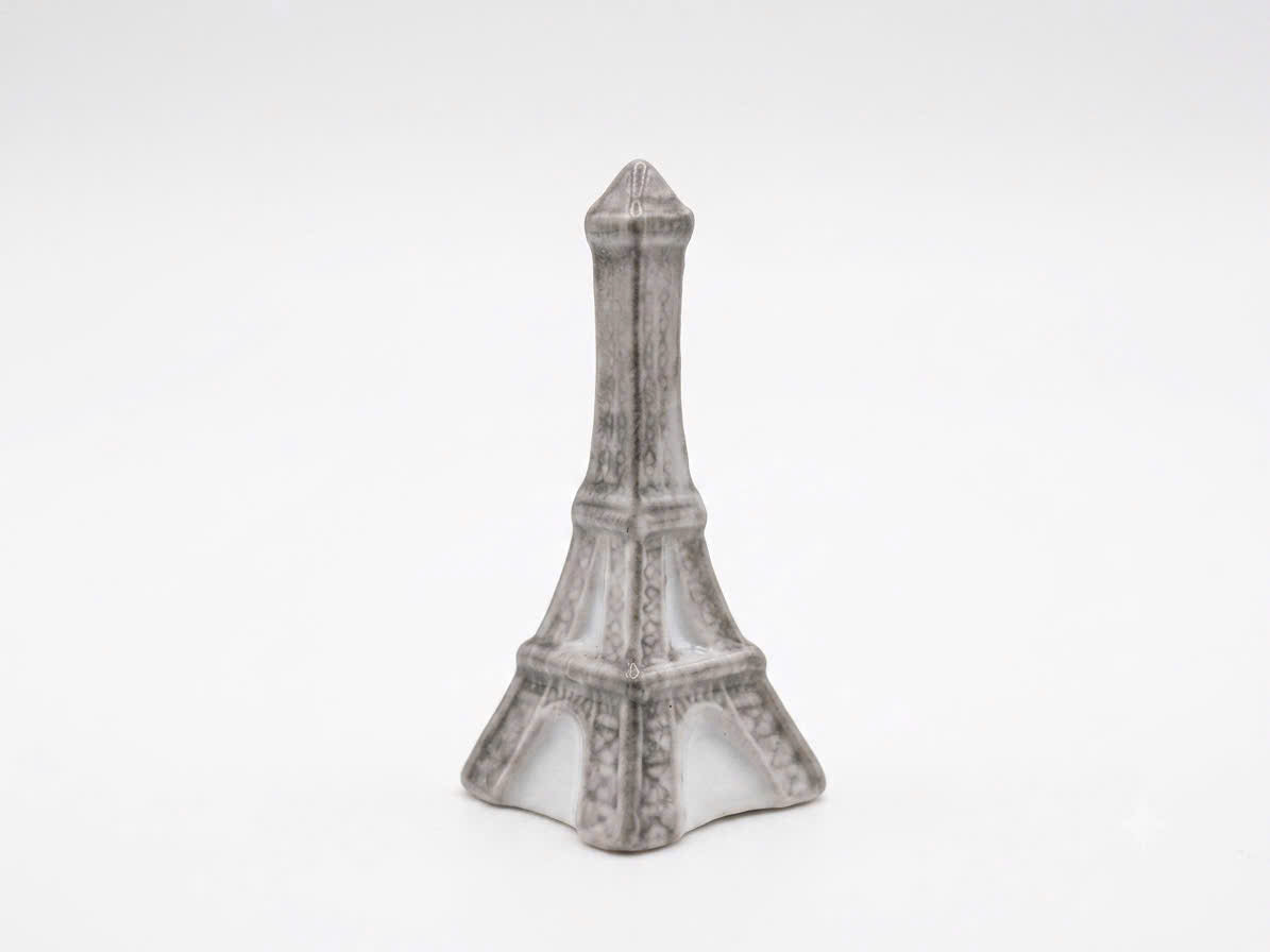 Eiffel Tower Porcelain Fève | Silver Grey Miniature Collectible