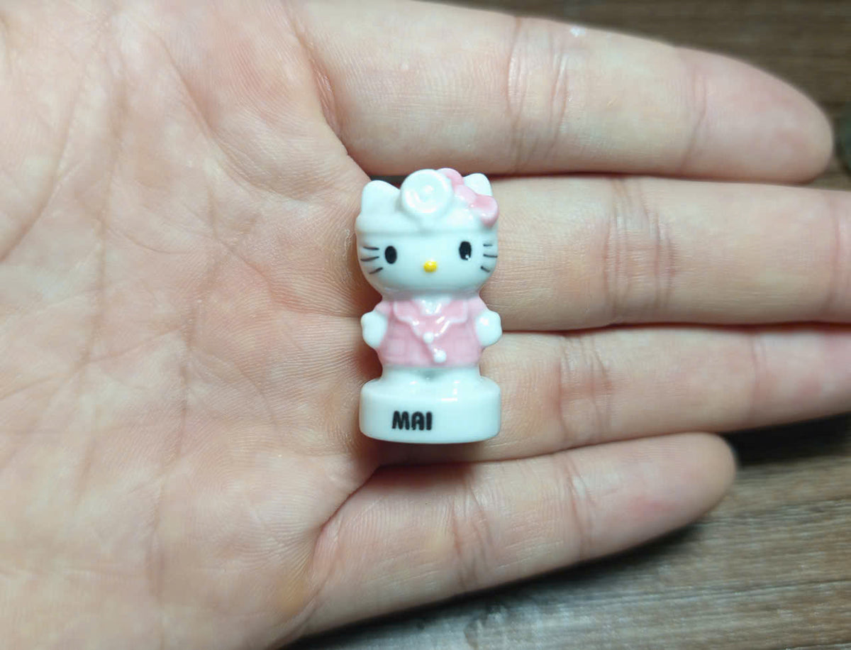 French Fève Miniature Porcelain Hello Kitty Figurine – Individual Collectible Sanrio Zodiac & Calendar King Cake Charm