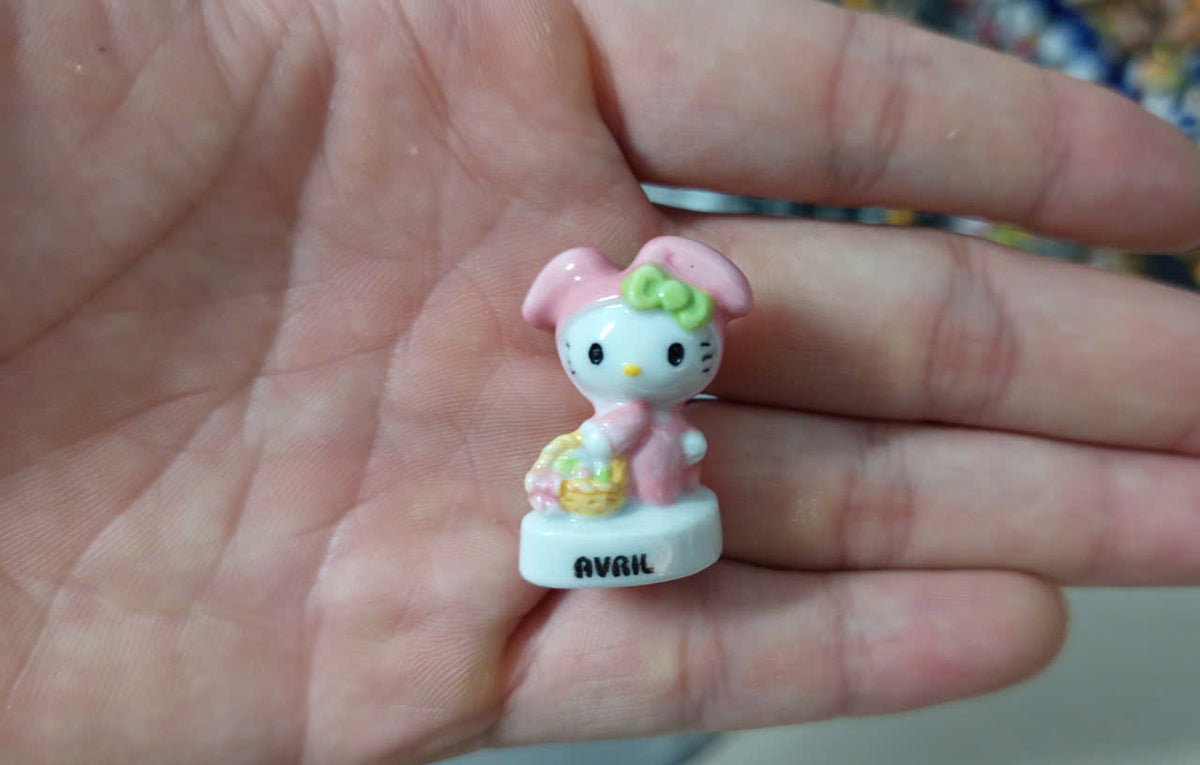 French Fève Miniature Porcelain Hello Kitty Figurine – Individual Collectible Sanrio Zodiac & Calendar King Cake Charm