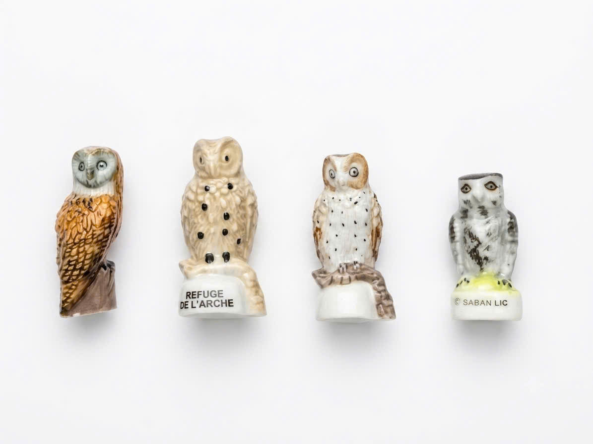 Owl Porcelain Fève – Single Collectible Figurine