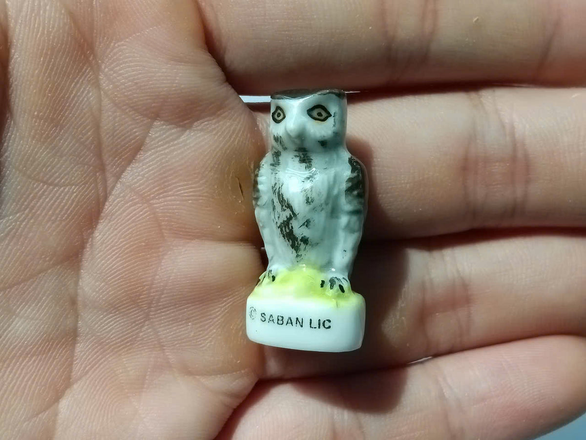 Owl Porcelain Fève – Single Collectible Figurine