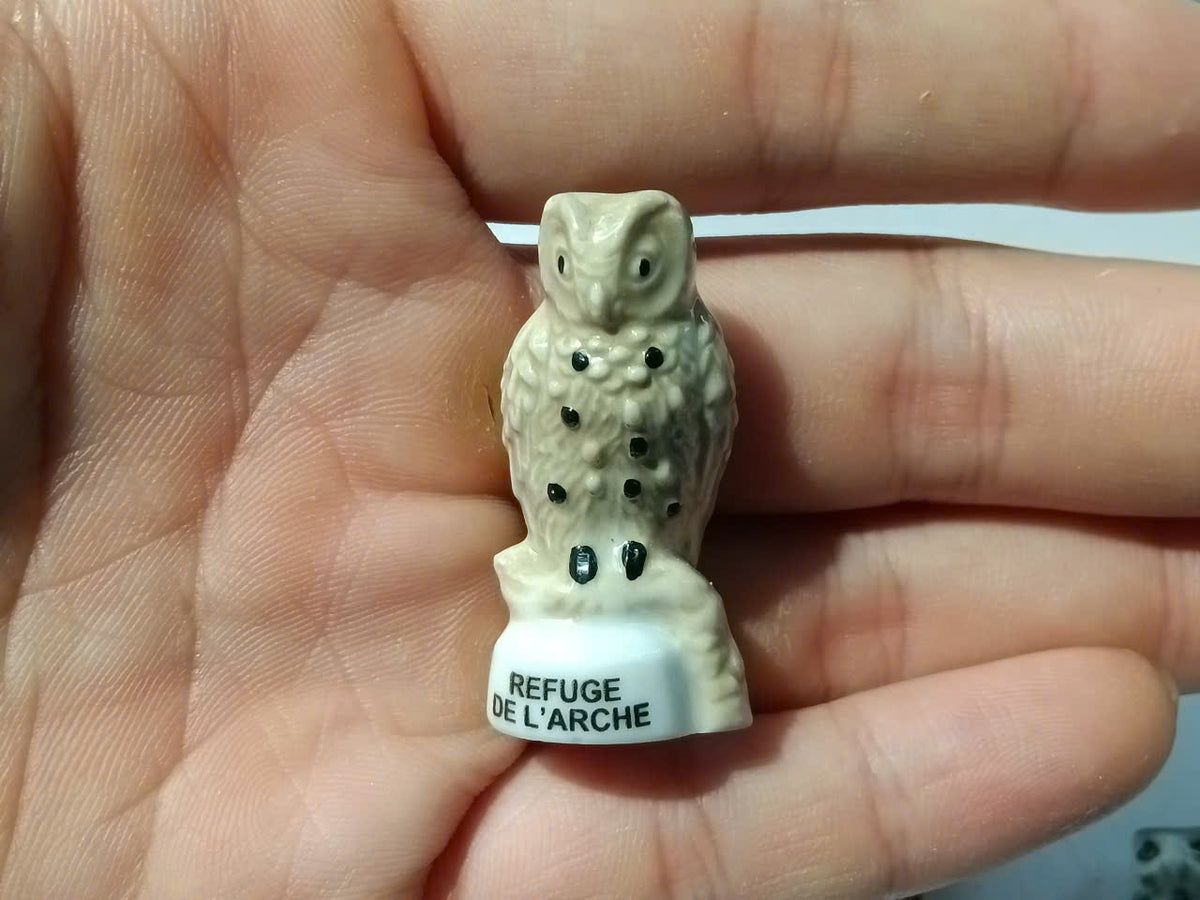 Owl Porcelain Fève – Single Collectible Figurine