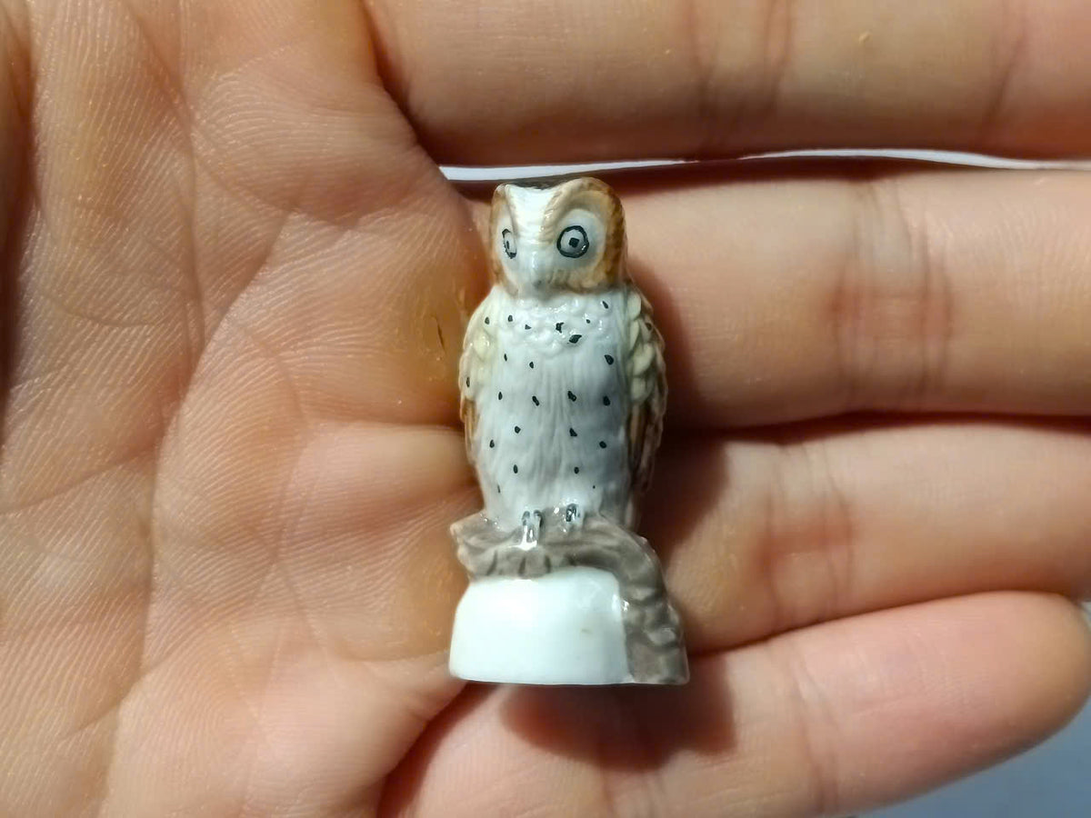 Owl Porcelain Fève – Single Collectible Figurine
