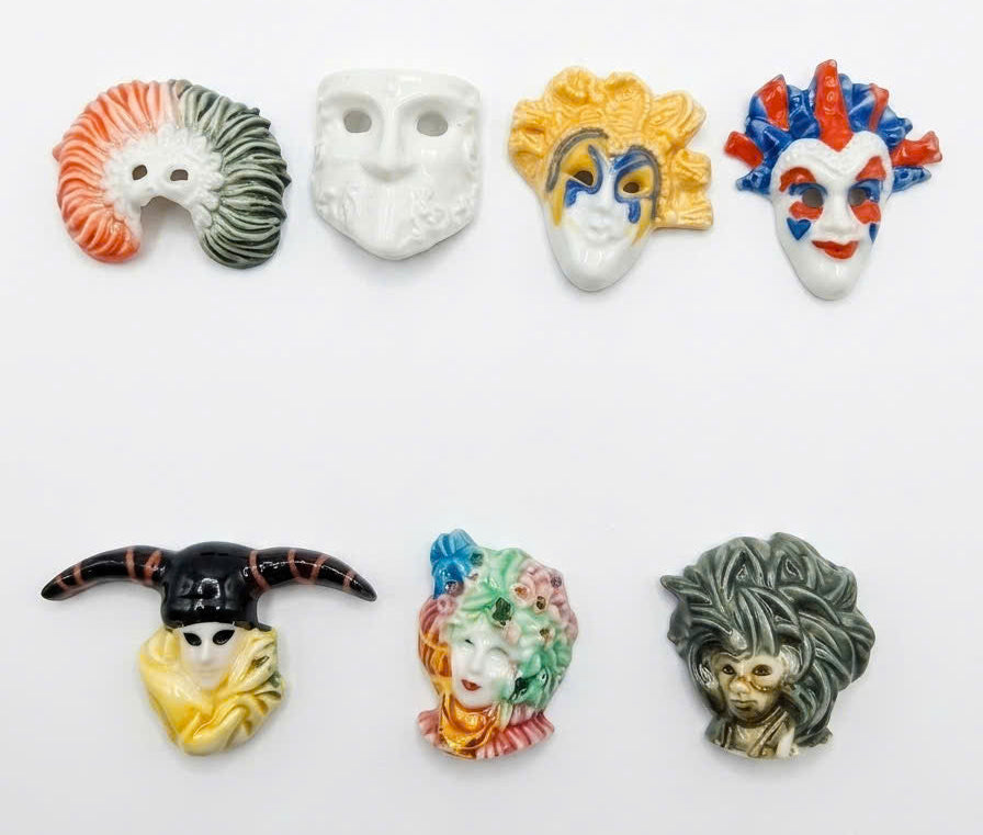 Venetian Carnival Mask Porcelain Fève – Single Piece (Series II)