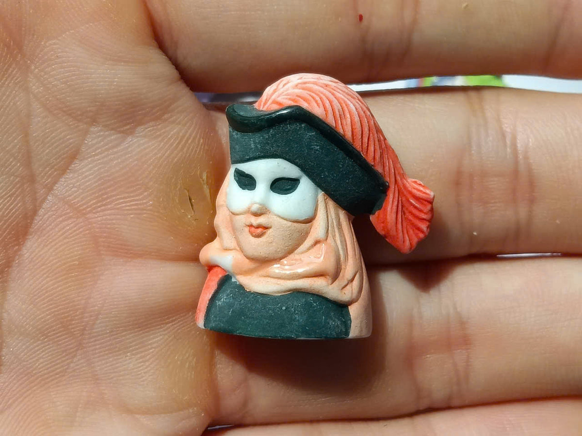 Venetian Carnival Mask Porcelain Fève – Single Collectible Figurine