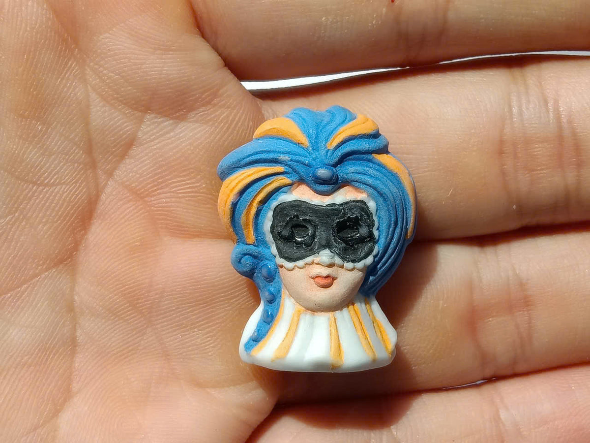 Venetian Carnival Mask Porcelain Fève – Single Collectible Figurine
