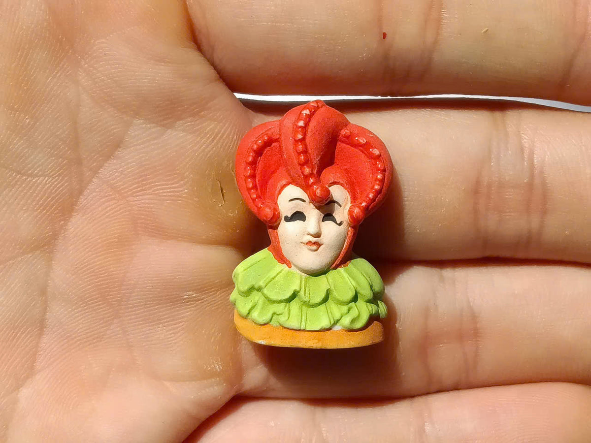 Venetian Carnival Mask Porcelain Fève – Single Collectible Figurine