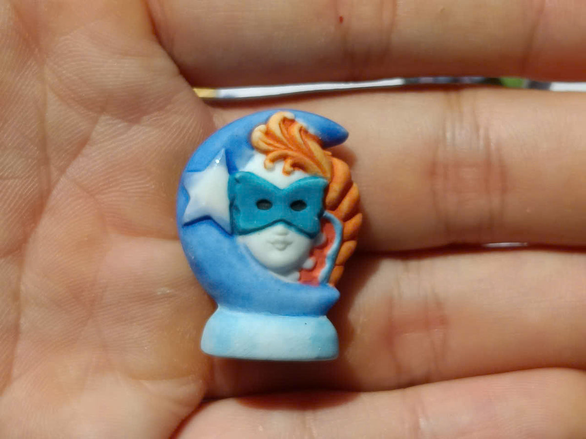 Venetian Carnival Mask Porcelain Fève – Single Collectible Figurine