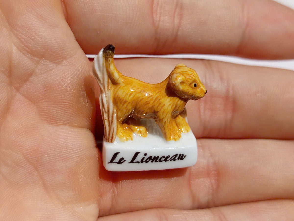 Wild Cats Porcelain Fève Figurines – Vintage French Collectible Set of 8