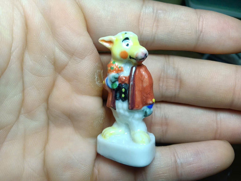 Handcrafted Ceramic Dapper Animal Fève Miniature – Dressed Character Collectible (Sold Individually)