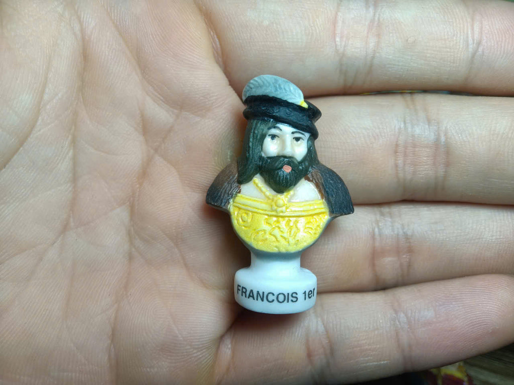 French Historical Figures Ceramic Fève Miniature – Hand-Painted Bust Collectible (Sold Individually)