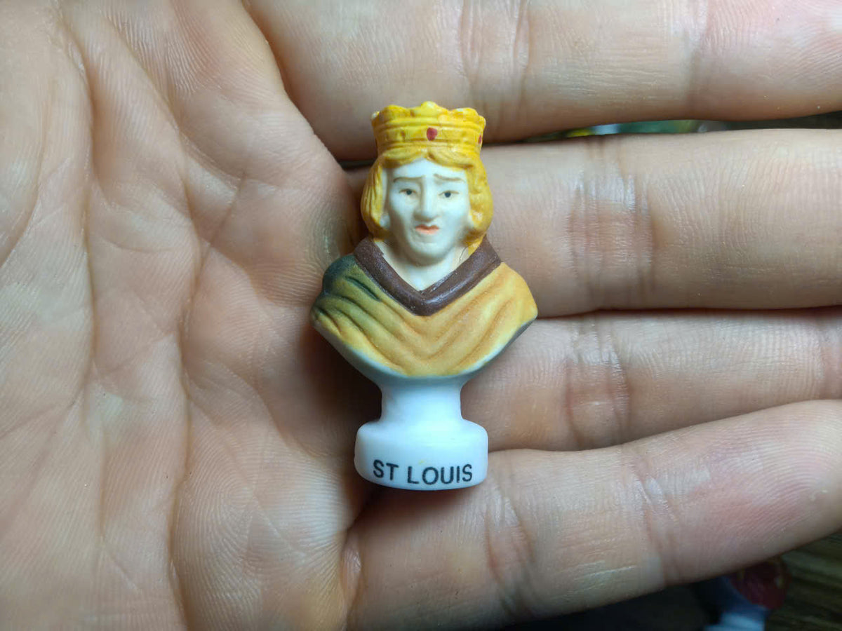 French Historical Figures Ceramic Fève Miniature – Hand-Painted Bust Collectible (Sold Individually)