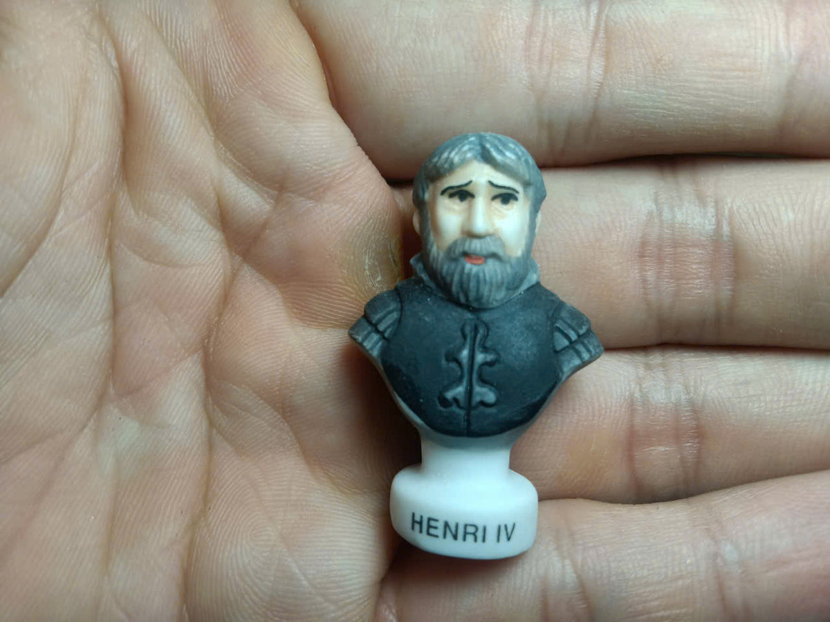 French Historical Figures Ceramic Fève Miniature – Hand-Painted Bust Collectible (Sold Individually)