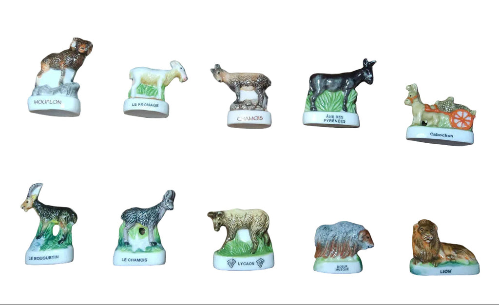 Mountain & Grassland Animals Porcelain Fève Set – 10 Pieces