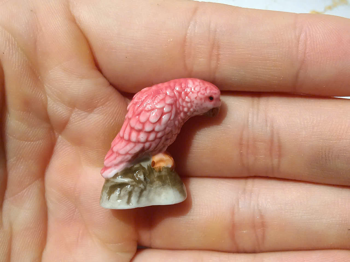 French Parrot Fève Set – Hand-Painted Porcelain Miniatures (5 Pieces)
