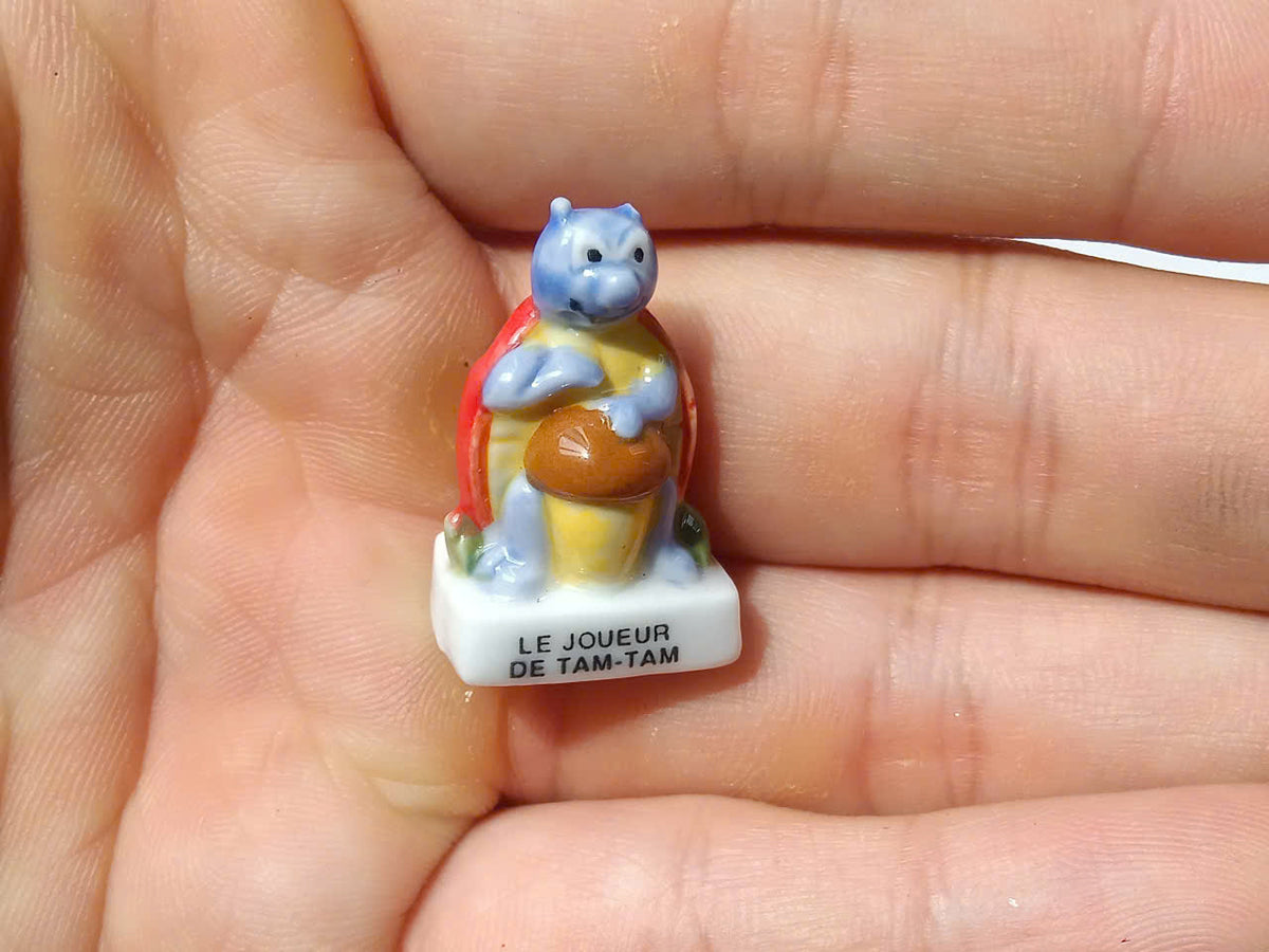 French Hippo Fève Set – Hand-Painted Porcelain Miniatures (7 Pieces)